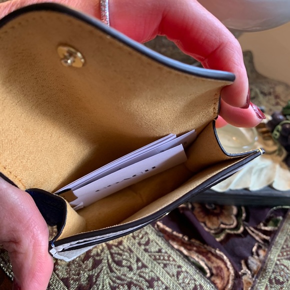 SOLD⛔️Authentic COACH Pebbled leather Colorblock flap snap card case - Picture 7 of 8